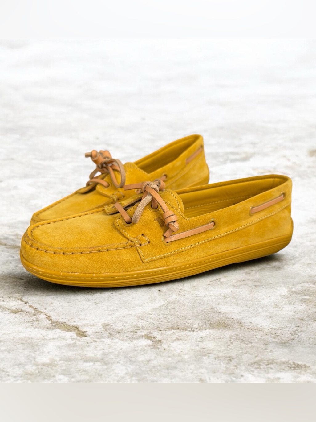 Tod's Yellow Suede Marlin Boat Shoes Size 37/ 7 Us
